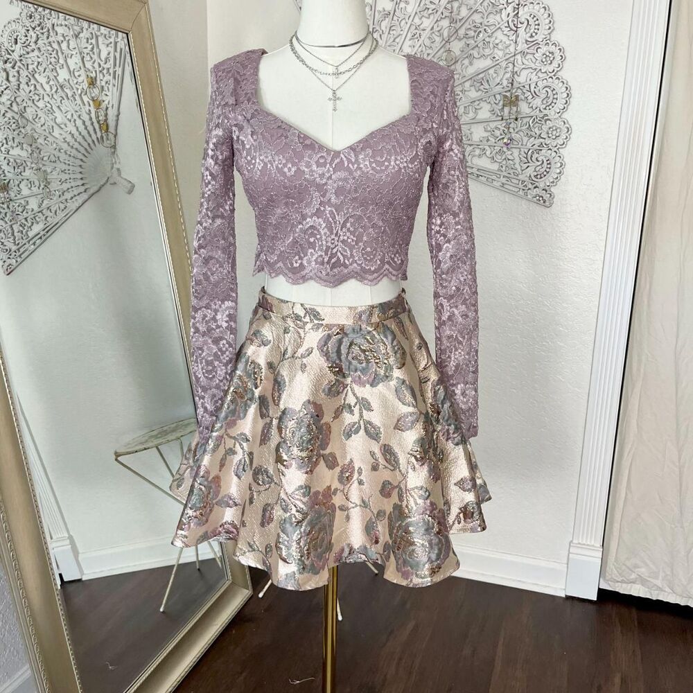 Fairy Core Lace & Tulle Skirt Cropped Mini Skirt 2 Piece Set Size 5 / S